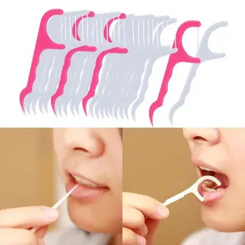 

20Pcs Disposable Dental Floss Picks Sticks Interdental Brush 2 In 1 Plastic Toothpick Cleaning Mouth Oral Care Hygiene Portable