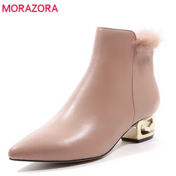 

MORAZORA 2020 new arrival ankle boots for women genuine leather shoes autumn winter boots square heels casual fashion boots
