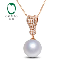 11 мм круглый жемчуг из южного моря, 14 k, покрыто розовым золотом одежда; Новое поступление; Классические бриллиант для помолвки кулон для вечерние