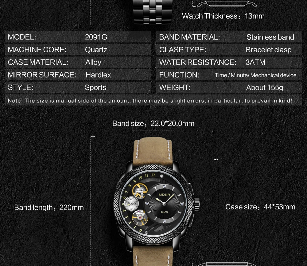 Часы megir мужские часы в деловом стиле хронограф светящийся ремешок Топ бренд военные часы из нержавеющей стали Роскошные Horloges Mannen