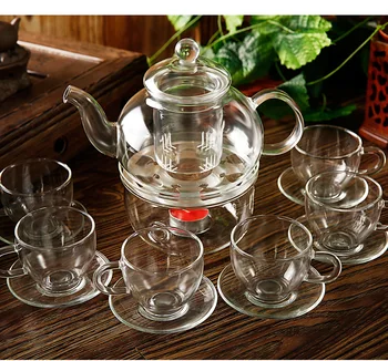 

1SET Thickened Heat-resistant Glass Teapot Portable High Borosilicate Glass Filter Teapot Heating Coffee TeaPot Set JO 1051
