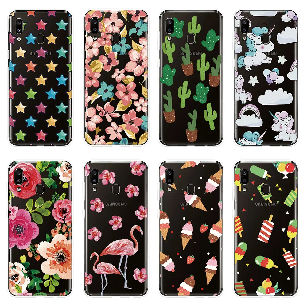 Чехол для телефона Samsung Galaxy A10 A20 A20e A30 A40 A50 A60 A70 A80 A90 прозрачный чехол с цветами M10 M20