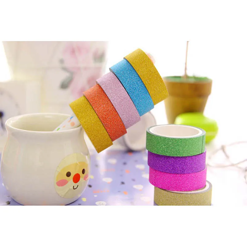10 шт./рулон конфетно-цветные ленты блестящая бумага детские креативные DIY наклейки разноцветные светящиеся Deco детские игрушки TS0008