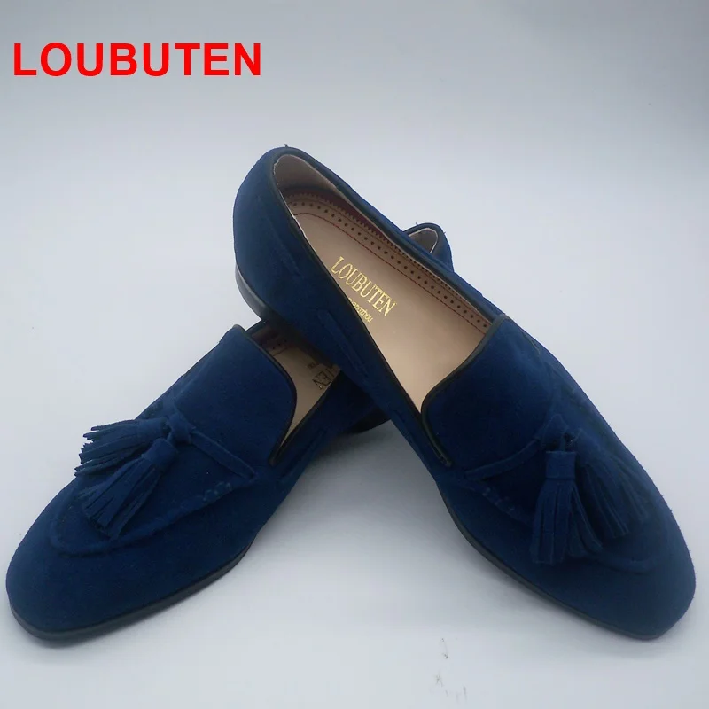 mens blue suede loafers