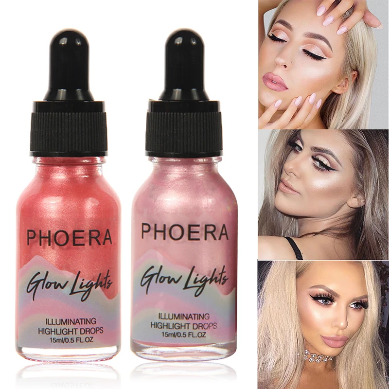 

PHOERA 1PC Liquid Metallic Fluorescent Highlighter Foundation Makeup Concealer Oil-control Enhances Skin Shine Drip Bottle TSLM2
