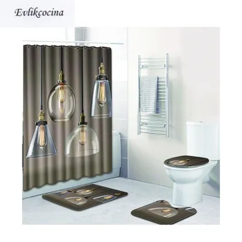 

Free Shipping 4pcs Glass Lights Banyo Paspas Bathroom Carpet Toilet Bath Mats Set Non Slip Tapis Salle De Bain Alfombra Bano