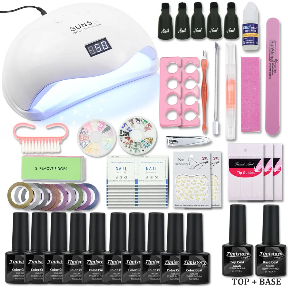 

Manicure Set Nail Extension Set For Manicure with UV Lamp 72/54/36W 10 Color Soak Off Nail Polish Set Nail Tool For Manicure Kit