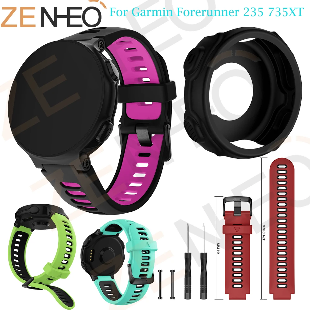

Watch Band Soft Silicone Replacement Wrist Watch Band for Garmin Forerunner 735XT Watch Protector Case For Forerunner 735XT Band