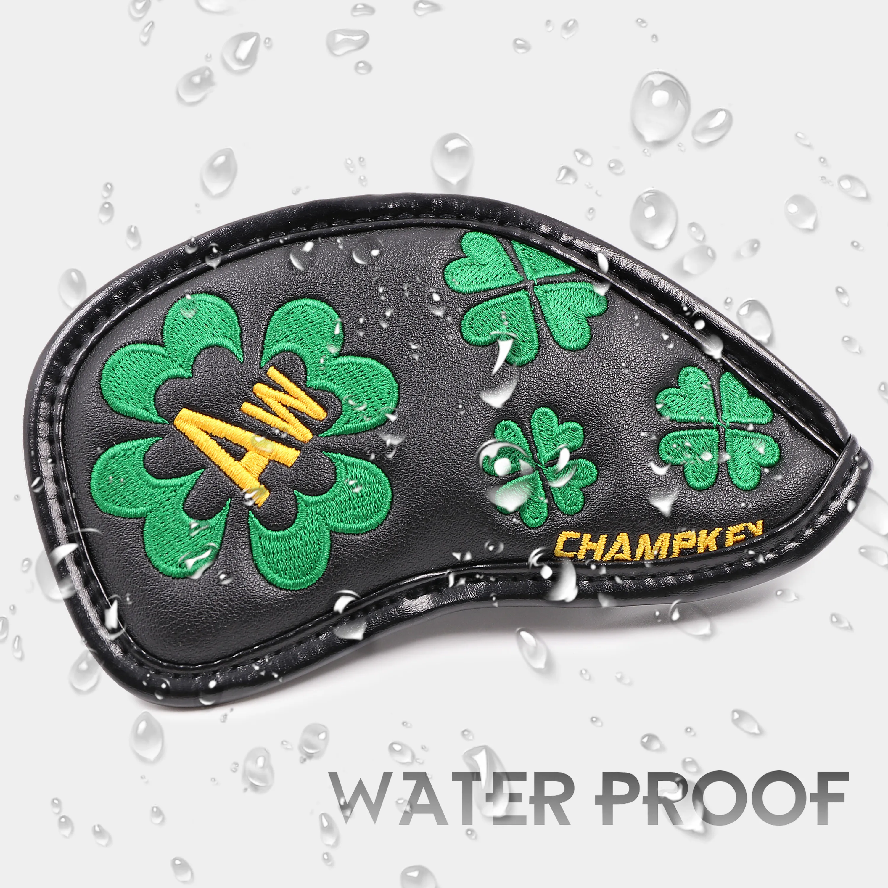 Champkey Lucy Clover Iron Golf Head Cover PU Leather Number Tags 10pcs/set Black And White Golf Club Headcovers