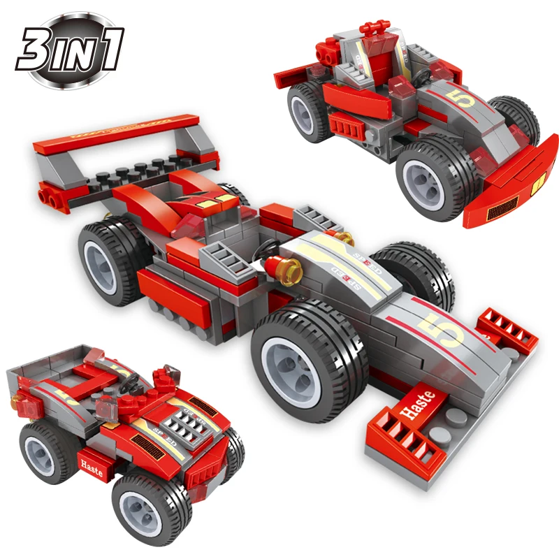 

AUSINI Red F1 Sports Racing Car Building Blocks Constructor City Vehicle Toys for Children Boys Plastic Playthings Model Bricks