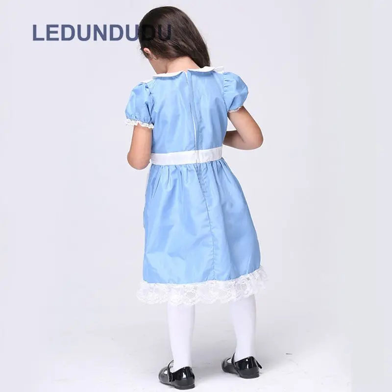 Kids Alice In Wonderland Cosplay Costumes Girls Princess Dress Halloween Party Fancy Suit Clothes Children Blue Maid Clothes (3)