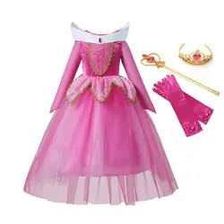 VOGUEON Спящая красавица принцесса платье Авроры вверх костюм для вечеринки с длинным рукавом 4 слоя косплей длинное платье Хэллоуин подарок