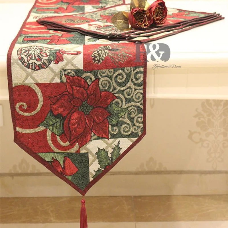 Tela de diseño de la flor de Navidad corredor de la tabla Navidad Decoración De Mesa
