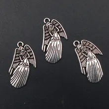 

WKOUD 10pcs Silver Plated Metal Happy Angel Charm Vintage Necklace Bracelet DIY Jewelry Alloy Pendants A1700