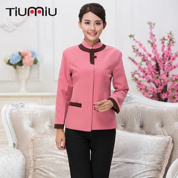 

2018 Winter Hotel Cleaning Workwear Uniform Long Sleeve Babysitter Housekeeping Cleaning Service Women Traditional Waiter Jacket