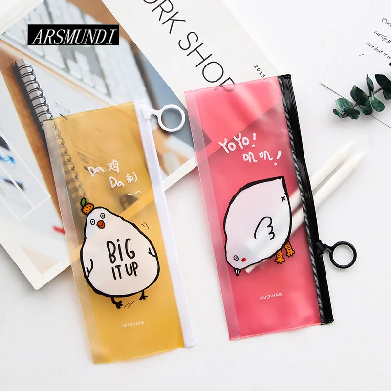 

Kawaii Cartoon Chicken Pencil Case PVC School Supplies Bts Stationery School Pencil Box Cute Pencilcase Pencil Bag Pen Case