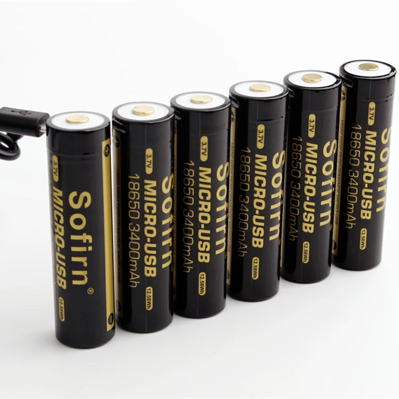 Литий ионный аккумулятор Sofirn 18650 3400 мАч Micro USB 3 7 в|Перезаряжаемые батареи| |