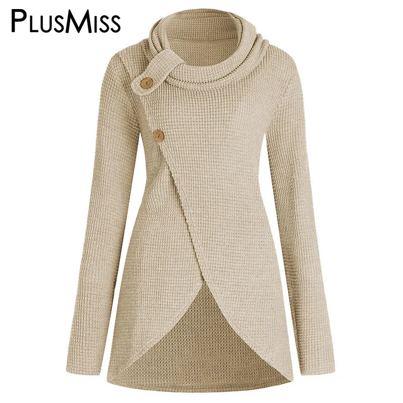 

PlusMiss Plus Size 5XL Front Split Turtleneck Sweater Women Autumn Winter Fall Knitted Pullover Large Size Jumper XXXXL XXXL XXL