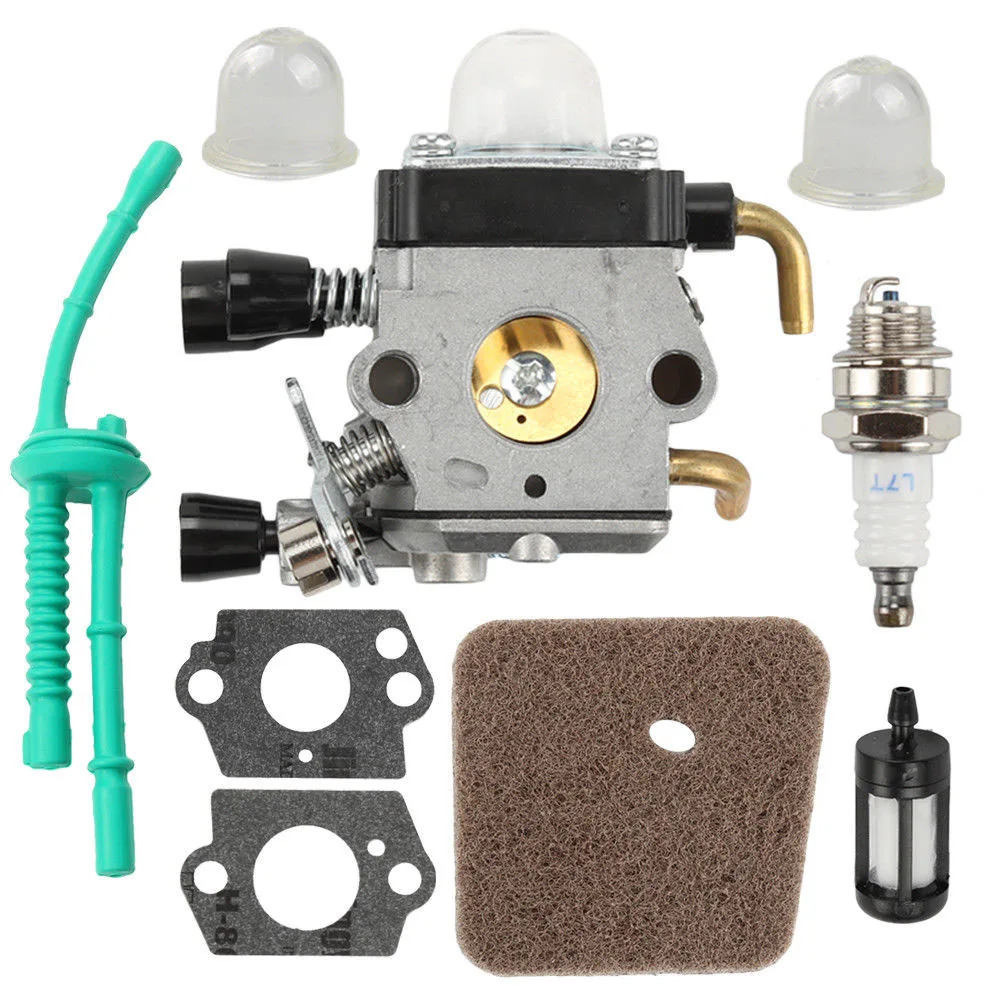 

Carburetor with Air Filter Fuel Line Gasket Spark Plug Kit for STIHL FS38 FS45 FS46 FS55 KM55 FS85
