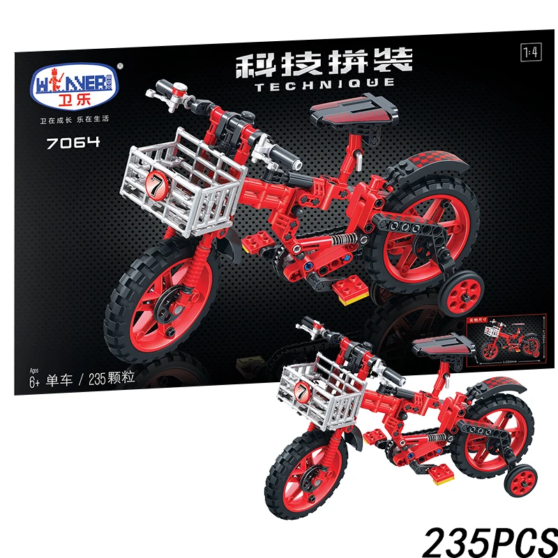 Child Bicycle 235ps Legoings Technic MOC Vehicle Creator City Building Blocks Bricks DIY Model Toys for children boy Gifts