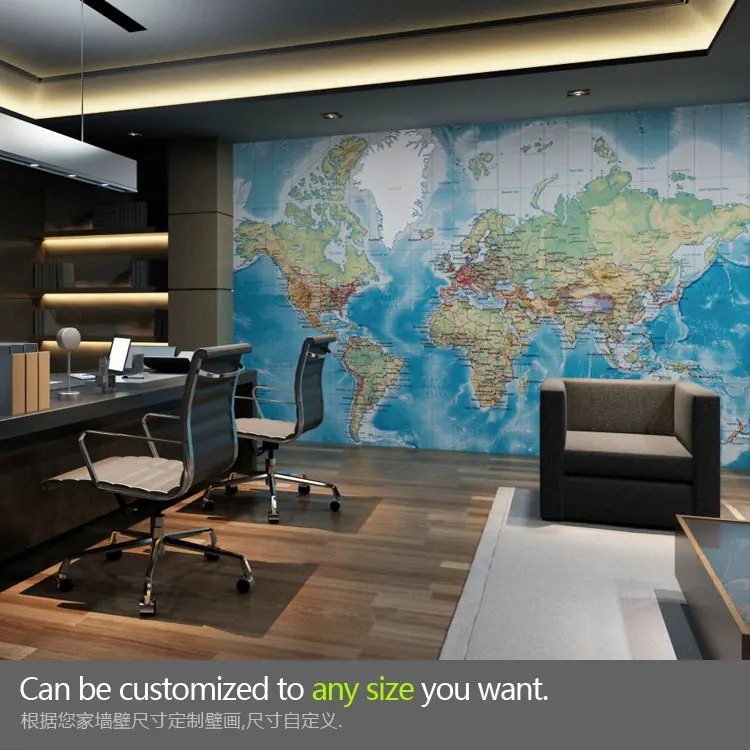 free shipping large world map mural wallpaper personalized custom office world map