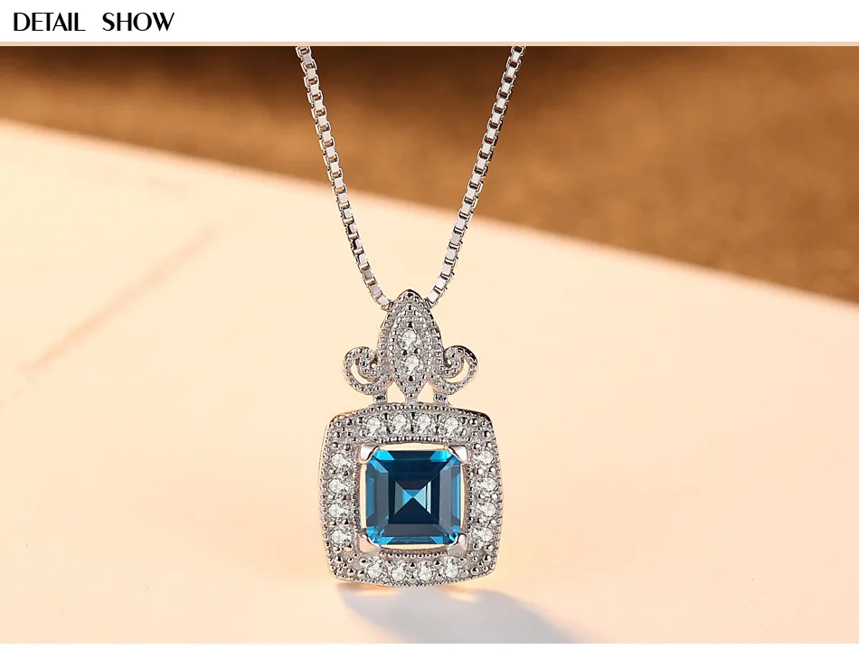

S925 sterling silver necklace gemstone pendant luxury boutique ladies necklace HS07