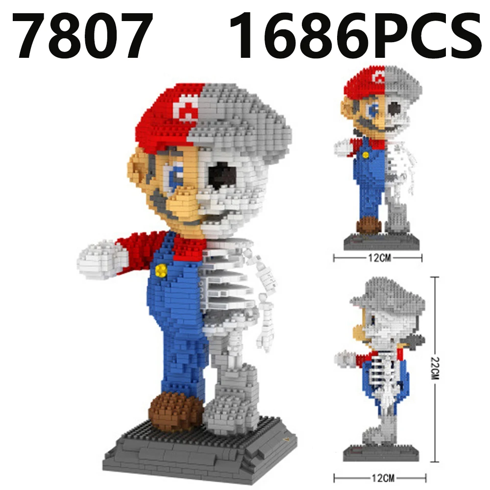 

Video Game Super Mario Red Mario Dissection Skeleton Figure 3D Model DIY Diamond Mini Building Blocks Bricks Toy