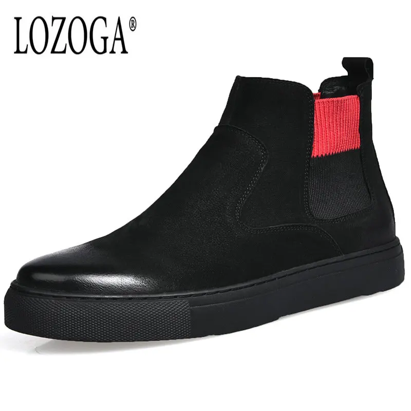 

Lozoga Luxury Suede Leather 2018 Autumn Winter Shoes Men Chelsea Boots Fashion Men's Boots Male Brand Ankle Boots Warm for Cold