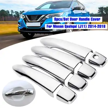 

8X Chrome ABS Car Exterior Door Handle Handles Cover Sticker Trim Chromium Styling For Nissan Qashqai J11 2014 2015 2016 - 2019