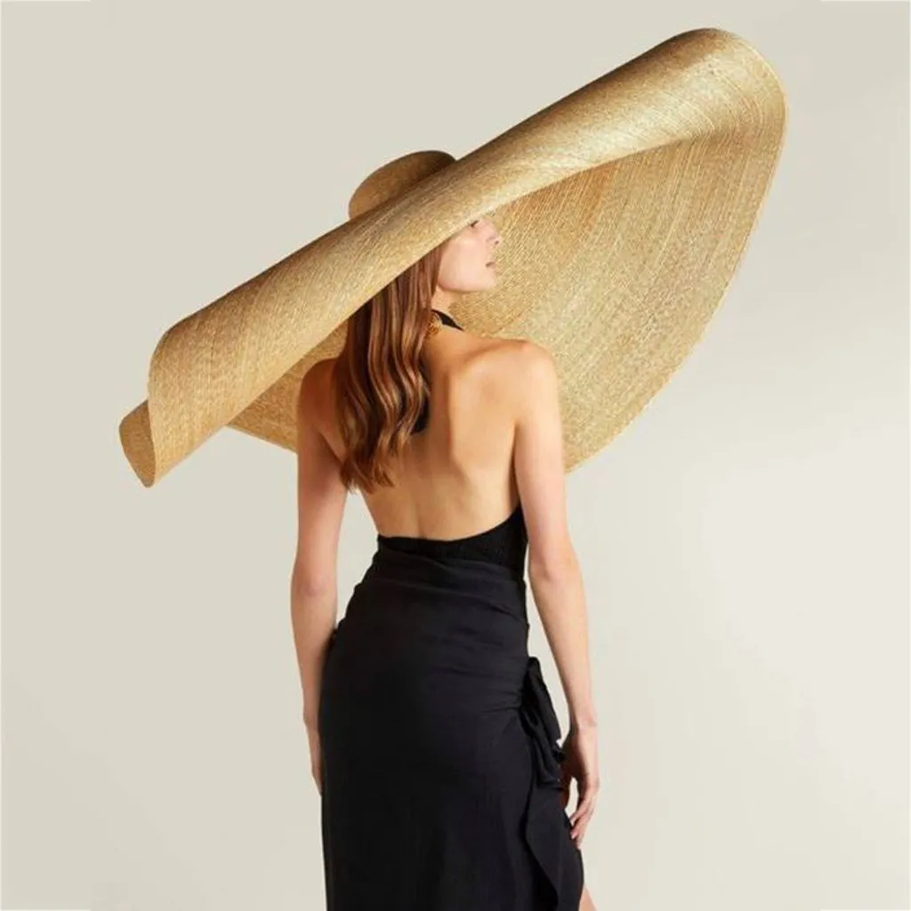 

Fashion Lady Straw Hat Women Summer Sun Visor Sunhat Floppy Bucket Cap Oversized Female Hat Straw Beach Anti-UV Protection
