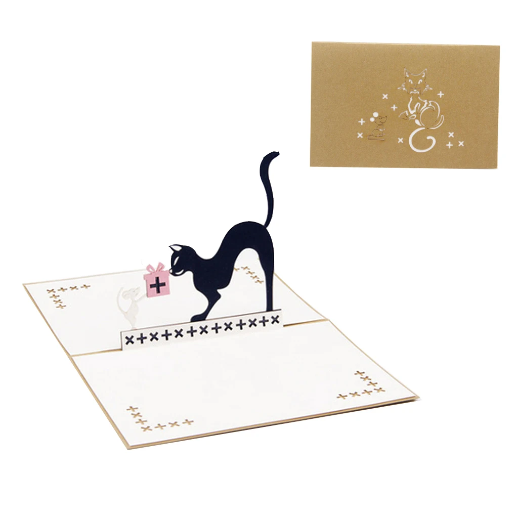 3D всплывающие кошки и мыши животные день рождения поздравительная открытка Рождество приглашение