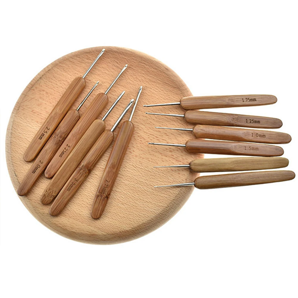 

10pcs Portable Crochet Hooks Set Ergonomic Sewing Home Use Accessories DIY Bamboo Handle Craft Needle Sweater Knitting Circular