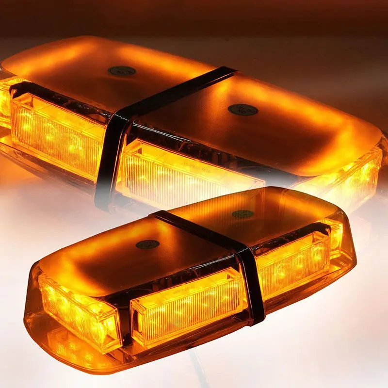 

XYIVYG 24 LED Roof Emergency Hazard Flash Strobe Mini Light Bar Amber Magnetic Base Yellow Warning Flashing Lamp
