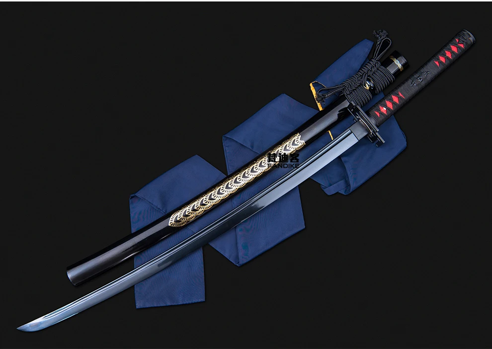 Ручной работы из углеродистой стали японский самурайский меч катана Полный Тан заточенный черный нож японский самурай катана