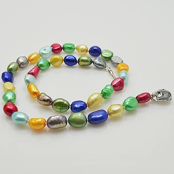 

Multicolor Pearl Jewelry Necklace For Women Natural Baroque Freshwater Pearl Necklace Handmade 925 Sterling Silver Clasp