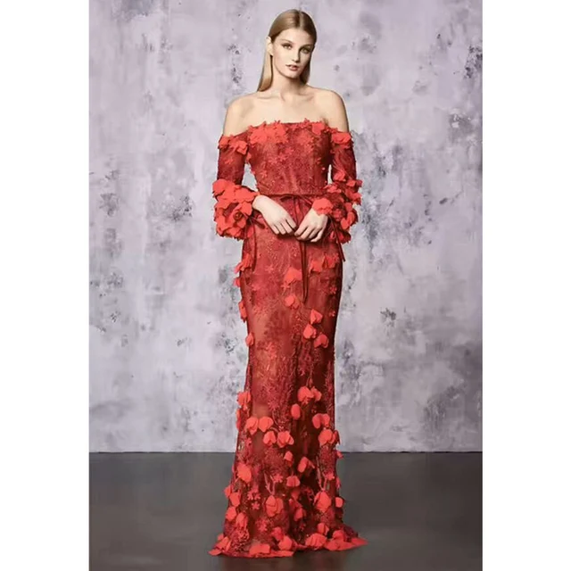 beigered flowers embroidered dress ladies gown off shoulder tie belt see through maxi dress - Red Dresses For Christmas beigered flowers embroidered dress ladies gown off shoulder tie belt see through maxi dress - Red Dresses For Christmas