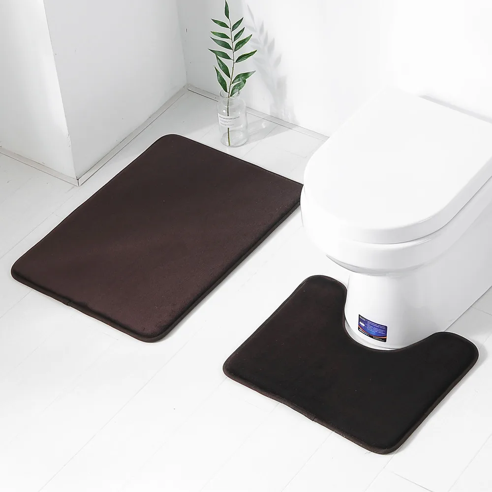 Online 2 teile satz Flanell Bad Matte Set Teppich fußmatte Anti Rutsch Küche Bad Matte Teppich Bad Toliet Teppich Tapete Banheiro home Textil
