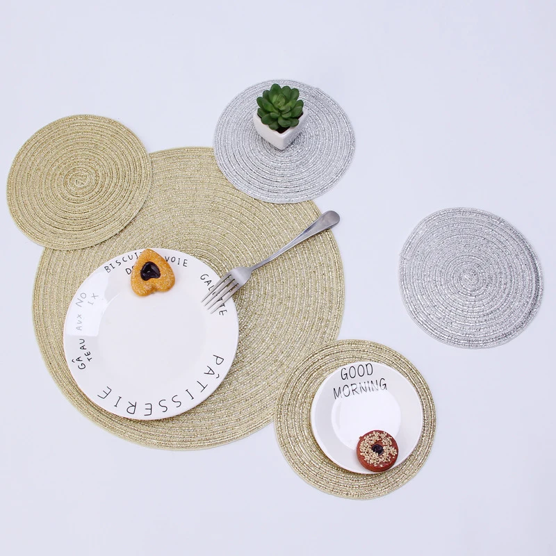 

Japanese style ramie placemat thread round table mat insulation pad coaster bowl pad