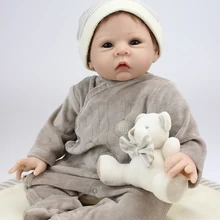 55 см серая Одежда для мальчиков Reborn Baby Doll toys высокое качество импортные силиконовые bonecos Новогодний подарок для маленькой девочки