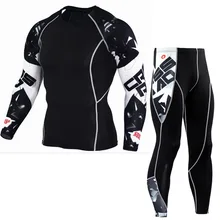 Men’s Runing Sets Jogging Suits Clothes Sport Set Compression Long Sleeve T-shirt Pants Gym Fitness Workout Tight Clothing S-3XL