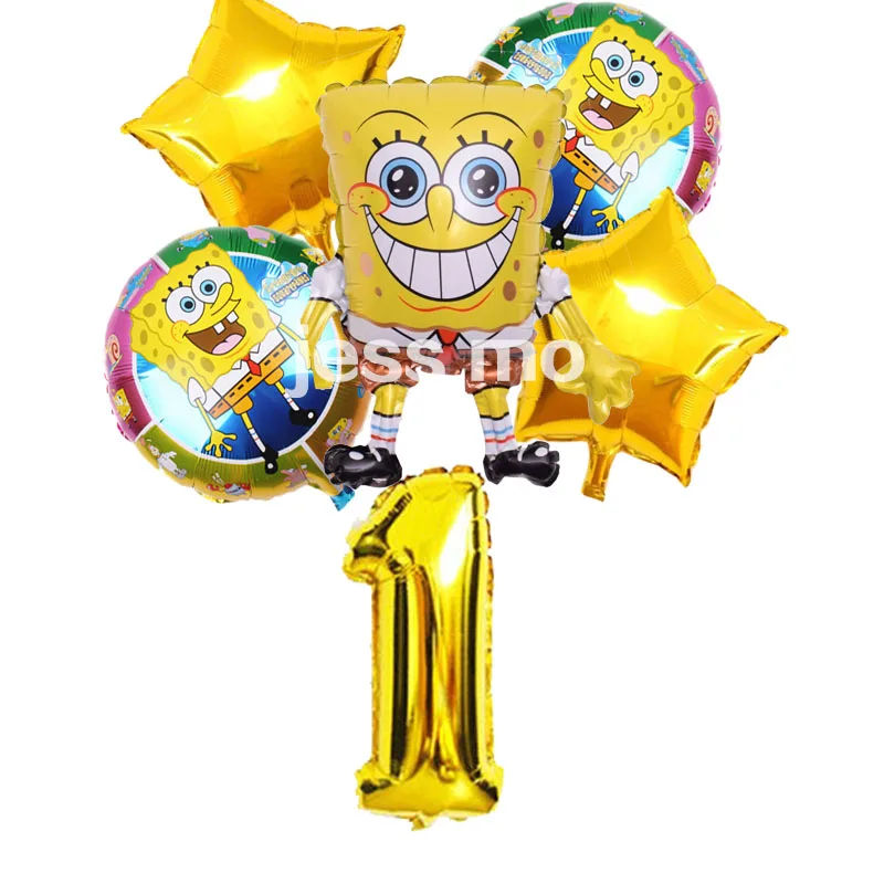 

6pcs/lot SpongeBob SquarePants And 32inch Number Foil Balloons Birthday Party Decoration Kids Children's Day Supplies Kid's Toy