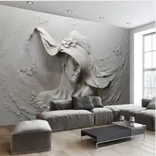 Пользовательские обои 3D стереоскопический тисненый серый красота картина маслом Современное Абстрактное Искусство Настенная роспись обои для гостиной спальни