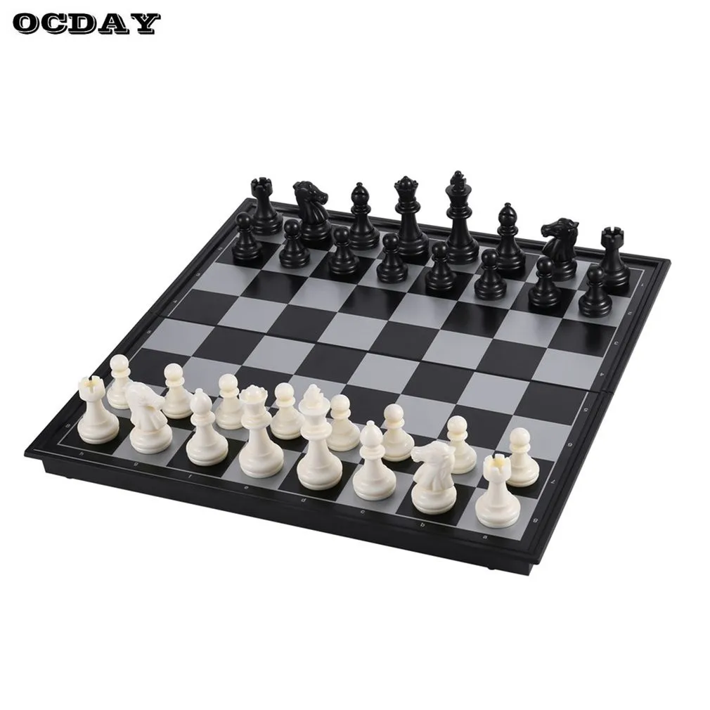 Plastic Mini Set International Chess Black & White Chess with Folding ...