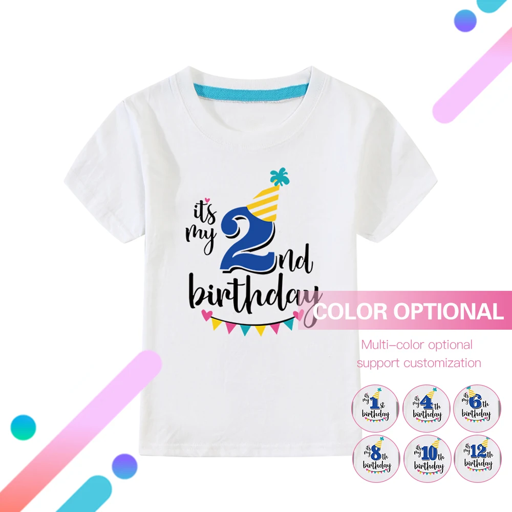 Boys Birthday Shirts 4 Years Summer Cotton T Shirt For Boys Kids Fashion Kids Clothes Cotton Children Clothes Kids White Shirt