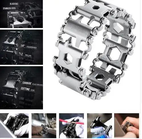 

Men's Fashion EDC Stainless Steel Bracelet Outdoor Tool Bracelets Bangles