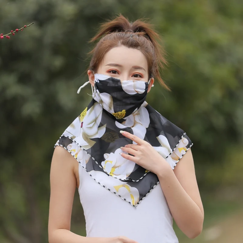 1 Pcs Sunscreen Veil Chiffon Masks UV Shawl Anti Haze Pollen Outdoor Travel Face Dust Thin Neck Protection Summer Female