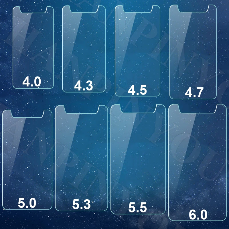 Универсальный 4,0/4,3/4,5/4,7/5,0/5,3/5,5/6,0 дюйма закаленное Стекло с уровнем твердости 9H 2.5D Премиум Экран Защитная пленка для Xiaomi