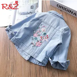 R & Z/Детская куртка, коллекция 2019 года, весна-осень, новая Корейская джинсовая куртка для девочек, мягкая джинсовая куртка с вышивкой для