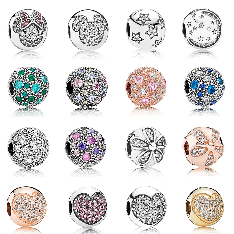 

Round Full Crystal Diy Clip Stopper Charms 925 Sterling Silver Bead For Original Pandora Charms Women Bracelets & Bangle Jewelry
