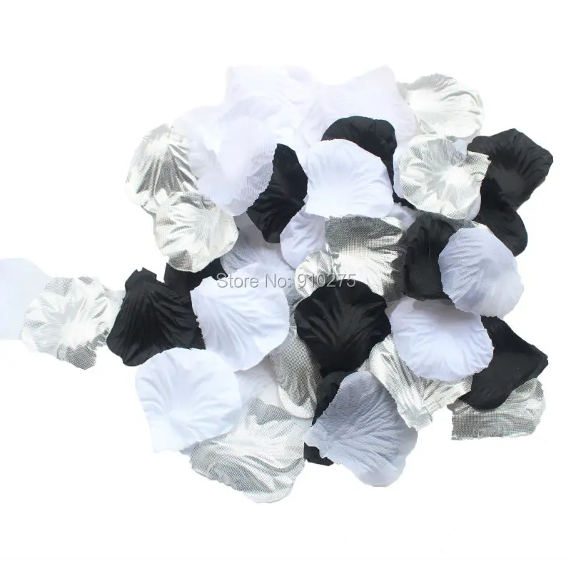 600 шт Смешанные Серебряные, черные, белые лепестки роз конфетти для украшения стола Свадебные центральные вечерние украшения для девичника